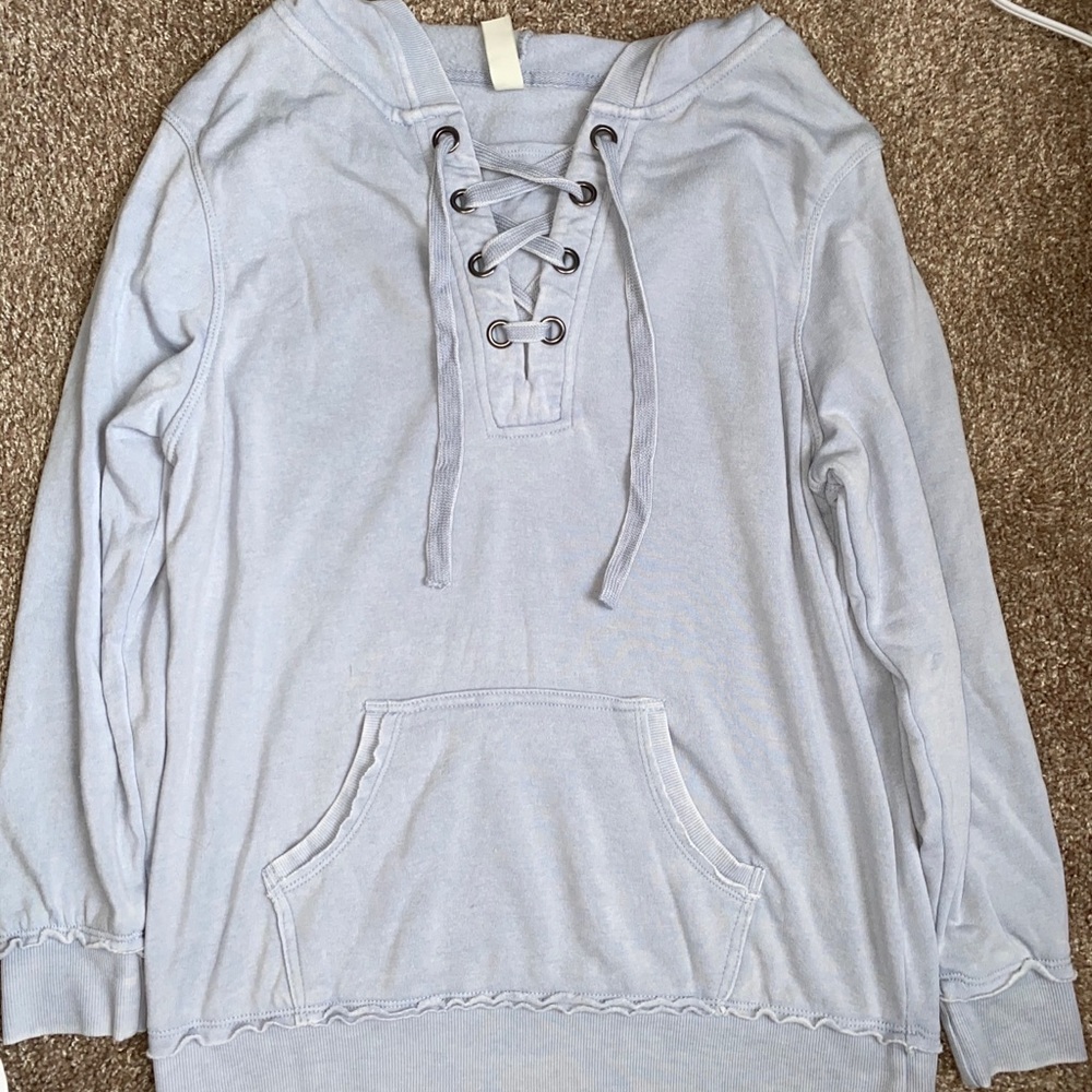 Baby blue, light weight  pull over- never worn